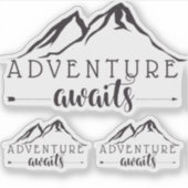 Avontuur wacht Set van 3 Zwart Sticker (Voorkant)