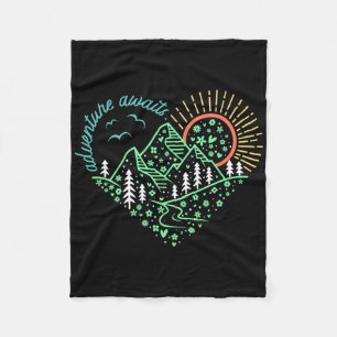 Avontuur Wacht T-shirt Ontdek Meer Natuur Wandel Fleece Deken