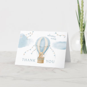 Avontuur wacht Teddy Bear Balloon Baby shower Bedankkaart