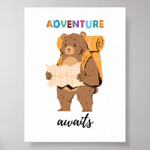 Avontuur wacht Teddy Bear Explorer Kinder Poster
