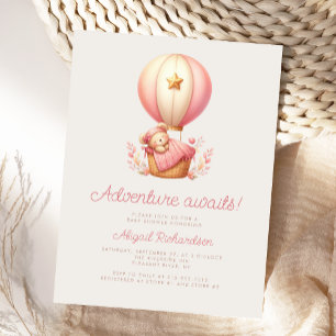 Avontuur wacht Teddy Bear Meisje Baby shower Briefkaart