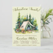 Avontuur wacht! Tent, Camping, Vrijgezellenfeest Kaart (Staand voorkant)