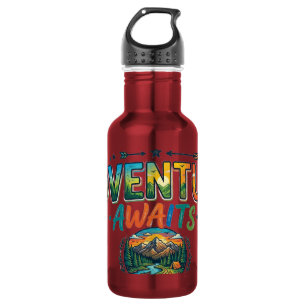 Avontuur Wacht Vintage Berg T-Shirt Waterfles