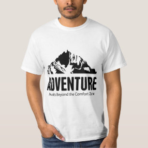 Avontuur wacht voorbij de comfortzone t-shirt