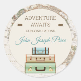 Avontuur wacht Wereld Reis Kaart Modern Ronde Sticker