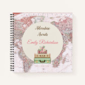 Avontuur wacht Wereld Reis Kaart Roze Ivoorrozen Notitieboek (Voorkant)