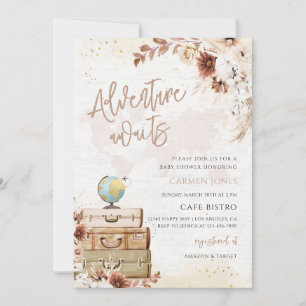 Avontuur wacht wereldkaart babyshower kaart