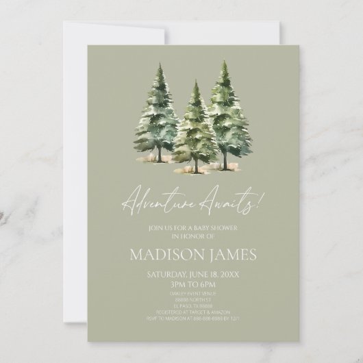 Avontuur wacht! winterpijnbomen-Baby shower Kaart (Voorkant)