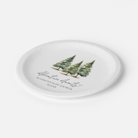 Avontuur wacht! winterpijnbomen-Baby shower Papieren Bordje (Gekanteld)