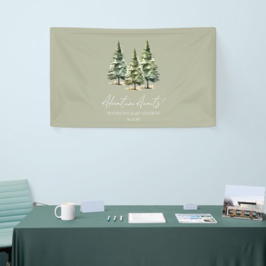 Avontuur wacht! winterpijnbomen-Baby shower Spandoek (Beurs)