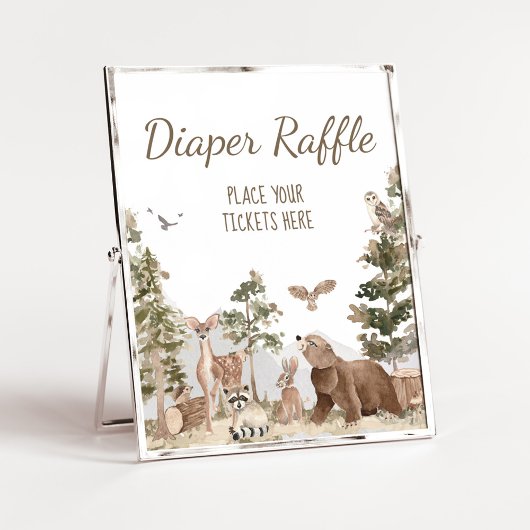 Avontuur wacht Woodland Dieren Luier Raffle Poster