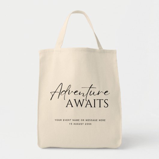 Avontuur wacht, zwart-wit tote bag (Voorkant)