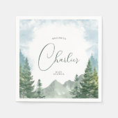 Avontuur Waterverf Bos Baby shower Servet (Voorkant)