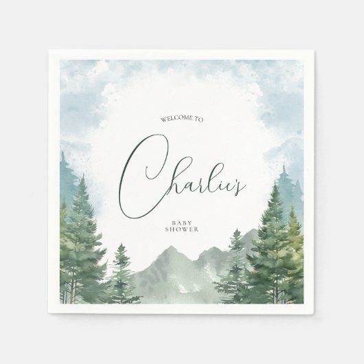Avontuur Waterverf Bos Baby shower Servet (Voorkant)