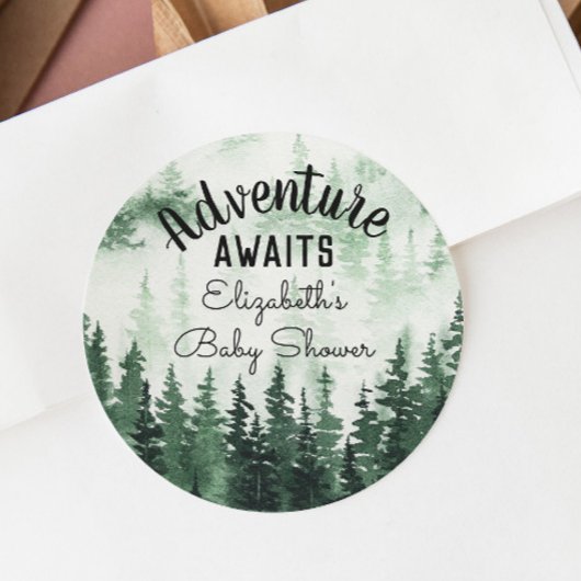 Avontuur Waterverf Misty Forest Baby shower Ronde Sticker