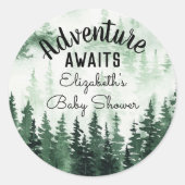 Avontuur Waterverf Misty Forest Baby shower Ronde Sticker (Voorkant)