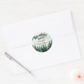 Avontuur Waterverf Misty Forest Baby shower Ronde Sticker (Envelop)
