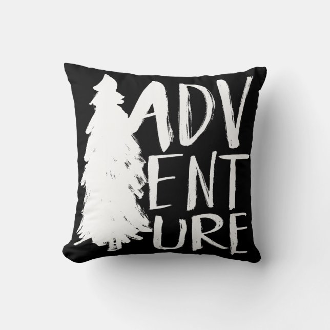 avontuur | Witte stijl penseelscript Kussen (Voorkant)