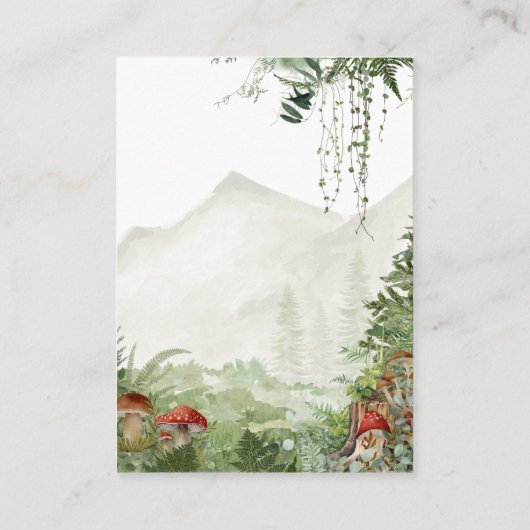 Avontuur Woodland Mushroom Fern Baby Jongen Douche Informatiekaartje (Achterkant)