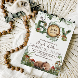 Avontuur Woodland Mushroom Fern Baby Jongen Douche Kaart