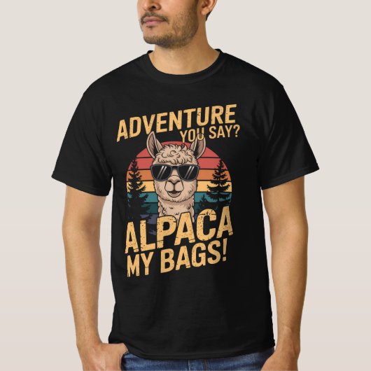 Avontuur, zeg je? Alpaca Mijn Tassen  Grappig T-shirt (Voorkant)