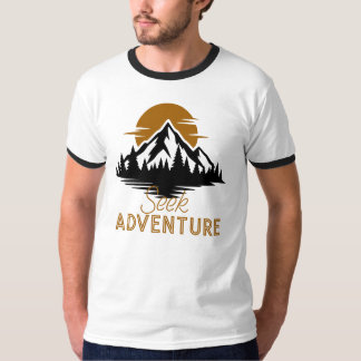 Avontuur zoeken, bergzonsondergang Grafisch T-shirt