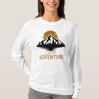 Avontuur zoeken, bergzonsondergang Grafisch T-shirt