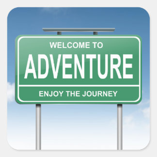 Avontuurlijk concept. vierkante sticker