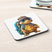 Avontuurlijk Leuke Kleine Schildpad met Rugzak, Bier Onderzetter (Linkerzijde)