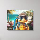 Avontuurlijk Leuke Kleine Schildpad met Rugzak, Canvas Afdruk (Voorkant)