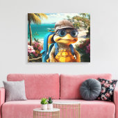 Avontuurlijk Leuke Kleine Schildpad met Rugzak, Canvas Afdruk (Insitu (Woonkamer))