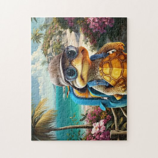 Avontuurlijk Leuke Kleine Schildpad met Rugzak, Legpuzzel (Verticaal)