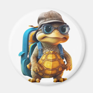Avontuurlijk Leuke Kleine Schildpad met Rugzak, Magneet