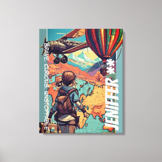Avontuurlijk Meisje, Persoonlijk Reis Thema Canvas Afdruk (Voorkant)