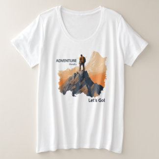 Avontuurlijk wandelen, avontuur wacht, laten we ga grote maat t-shirt