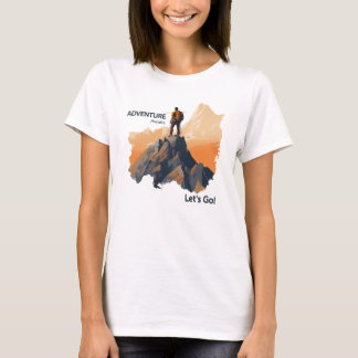 Avontuurlijk wandelen, avontuur wacht, laten we ga t-shirt
