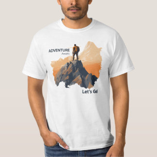 Avontuurlijk wandelen, avontuur wacht, laten we ga t-shirt
