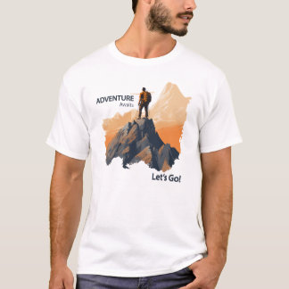 Avontuurlijk wandelen, avontuur wacht, laten we ga t-shirt