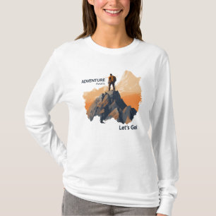 Avontuurlijk wandelen, avontuur wacht, laten we ga t-shirt
