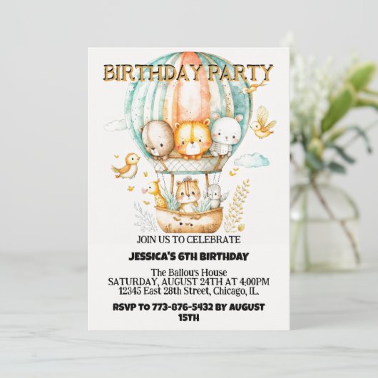 Avontuurlijk Wilde Dieren Verjaardagsfeest Kaart (Staand voorkant)