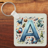 Avontuurlijke 'A' Kinderen Sleutelhanger (Voorkant)