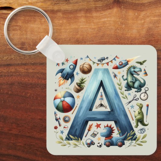 Avontuurlijke 'A' Kinderen Sleutelhanger (Voorkant)