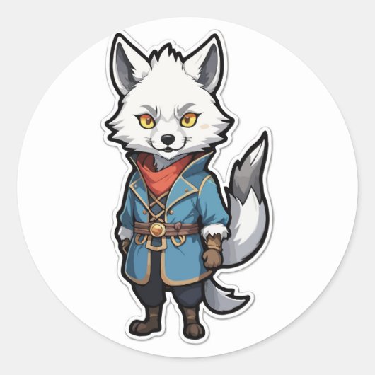 Avontuurlijke Anime Wolf Warrior Sticker (Voorkant)