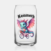 Avontuurlijke baby-draak die in het voorjaar fiets blikvorm glas (Voorkant)