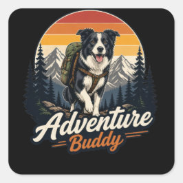 Avontuurlijke Buddy Hond Vierkante Sticker