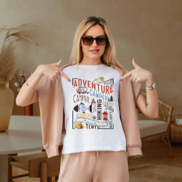 Avontuurlijke camper kampvuur t-shirt