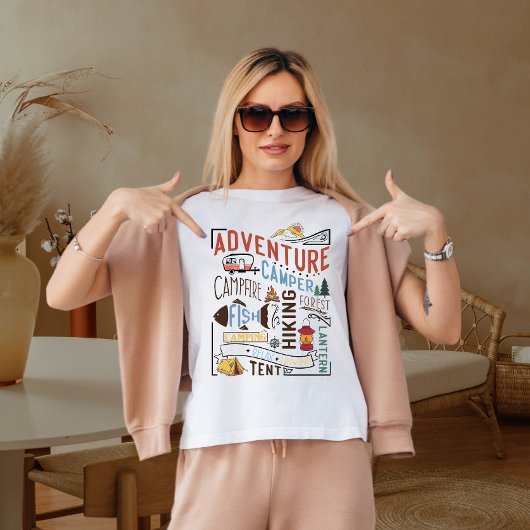 Avontuurlijke camper kampvuur  t-shirt