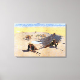 Avontuurlijke cowboys vechten voor het watergat canvas afdruk