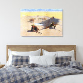 Avontuurlijke cowboys vechten voor het watergat canvas afdruk (Insitu (Slaapkamer))