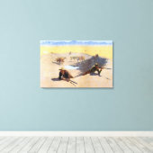 Avontuurlijke cowboys vechten voor het watergat canvas afdruk (Insitu (Houten vloer))